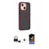 MARSİLYAN™- iPhone 15 Kılıf Yörünge Klasik - Siyah Buffer Hayalet Cam Ekran Koruyucu + Bilvis Titan Kamera Lens - PE
