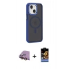 MARSİLYAN™- iPhone 15 Kılıf Yörünge Klasik - Siyah Buffer Hayalet Cam Ekran Koruyucu + Raze Metal Kamera Lens - SI