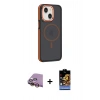 MARSİLYAN™- iPhone 15 Kılıf Yörünge Klasik - Siyah Buffer Hayalet Cam Ekran Koruyucu + Raze Metal Kamera Lens - SI