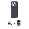 MARSİLYAN™- iPhone 15 Kılıf Yörünge Klasik - Siyah Buffer Hayalet Cam Ekran Koruyucu + Bilvis Titan Kamera Lens - YL