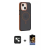 MARSİLYAN™- iPhone 15 Kılıf Yörünge Klasik - Siyah Buffer Hayalet Cam Ekran Koruyucu + PVD Metal Kamera Lens - YL