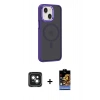 MARSİLYAN™- iPhone 15 Kılıf Yörünge Klasik - Siyah Buffer Hayalet Cam Ekran Koruyucu + PVD Metal Kamera Lens - YL