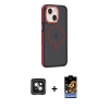 MARSİLYAN™- iPhone 15 Kılıf Yörünge Klasik - Siyah Buffer Hayalet Cam Ekran Koruyucu + PVD Metal Kamera Lens - YL