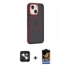 MARSİLYAN™- iPhone 15 Kılıf Yörünge Klasik - Siyah Buffer Hayalet Cam Ekran Koruyucu + PVD Metal Kamera Lens - YL