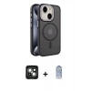 MARSİLYAN™- iPhone 15 Kılıf Yörünge Klasik - Siyah Joko Magic 5D Cam + PVD Metal Kamera Lens - YL