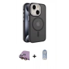 MARSİLYAN™- iPhone 15 Kılıf Yörünge Klasik - Siyah Joko Magic 5D Cam + Raze Metal Kamera Lens - SI