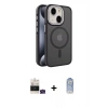 MARSİLYAN™- iPhone 15 Kılıf Yörünge Klasik - Siyah Joko Magic 5D Cam + Bilvis Titan Kamera Lens - YL