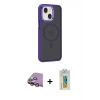 MARSİLYAN™- iPhone 15 Kılıf Yörünge Klasik - Siyah Polymer Nano Ekran Koruyucu + Raze Metal Kamera Lens - PE