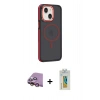 MARSİLYAN™- iPhone 15 Kılıf Yörünge Klasik - Siyah Polymer Nano Ekran Koruyucu + Raze Metal Kamera Lens - PE