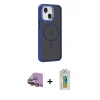 MARSİLYAN™- iPhone 15 Kılıf Yörünge Klasik - Siyah Polymer Nano Ekran Koruyucu + Raze Metal Kamera Lens - PE