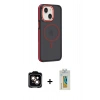 MARSİLYAN™- iPhone 15 Kılıf Yörünge Klasik - Siyah Polymer Nano Ekran Koruyucu + PVD Metal Kamera Lens - TU