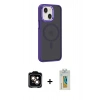 MARSİLYAN™- iPhone 15 Kılıf Yörünge Klasik - Siyah Polymer Nano Ekran Koruyucu + PVD Metal Kamera Lens - TU