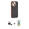 MARSİLYAN™- iPhone 15 Kılıf Yörünge Klasik - Siyah Polymer Nano Ekran Koruyucu + Bilvis Titan Kamera Lens - YL