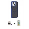MARSİLYAN™- iPhone 15 Kılıf Yörünge Klasik - Siyah Polymer Nano Ekran Koruyucu + Bilvis Titan Kamera Lens - YL