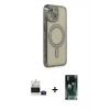 MARSİLYAN™- iPhone 15 Kılıf Zirve Doku Prime - Siyah 360 Mat Full Body Arka Koruyucu + Bilvis Titan Kamera Lens - PE