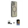 MARSİLYAN™- iPhone 15 Kılıf Zirve Doku Prime - Siyah Buffer Hayalet Cam Ekran Koruyucu + Bilvis Titan Kamera Lens - SH
