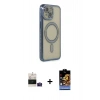 MARSİLYAN™- iPhone 15 Kılıf Zirve Doku Prime - Siyah Buffer Hayalet Cam Ekran Koruyucu + Bilvis Titan Kamera Lens - PE