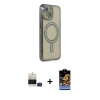 MARSİLYAN™- iPhone 15 Kılıf Zirve Doku Prime - Siyah Buffer Hayalet Cam Ekran Koruyucu + Bilvis Titan Kamera Lens - PE