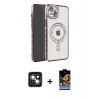 MARSİLYAN™- iPhone 15 Kılıf Zirve Doku Prime - Siyah Buffer Hayalet Cam Ekran Koruyucu + PVD Metal Kamera Lens - YL