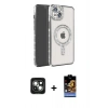 MARSİLYAN™- iPhone 15 Kılıf Zirve Doku Prime - Siyah Buffer Hayalet Cam Ekran Koruyucu + PVD Metal Kamera Lens - YL