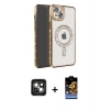 MARSİLYAN™- iPhone 15 Kılıf Zirve Doku Prime - Siyah Buffer Hayalet Cam Ekran Koruyucu + PVD Metal Kamera Lens - YL