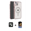 MARSİLYAN™- iPhone 15 Kılıf Zirve Doku Prime - Siyah Buffer Hayalet Cam Ekran Koruyucu + PVD Metal Kamera Lens - YL