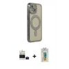 MARSİLYAN™- iPhone 15 Kılıf Zirve Doku Prime - Siyah Polymer Nano Ekran Koruyucu + Bilvis Titan Kamera Lens - SH