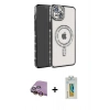 MARSİLYAN™- iPhone 15 Kılıf Zirve Doku Prime - Siyah Polymer Nano Ekran Koruyucu + Raze Metal Kamera Lens - SI