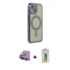 MARSİLYAN™- iPhone 15 Kılıf Zirve Doku Prime - Siyah Polymer Nano Ekran Koruyucu + Raze Metal Kamera Lens - YL