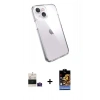 MARSİLYAN™- iPhone 15 Kılıf Zirve Doku - Siyah Buffer Hayalet Cam Ekran Koruyucu + Bilvis Titan Kamera Lens - PE