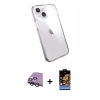 MARSİLYAN™- iPhone 15 Kılıf Zirve Doku - Siyah Buffer Hayalet Cam Ekran Koruyucu + Raze Metal Kamera Lens - YL