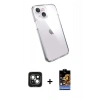 MARSİLYAN™- iPhone 15 Kılıf Zirve Doku - Siyah Buffer Hayalet Cam Ekran Koruyucu + PVD Metal Kamera Lens - YL