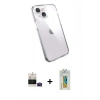 MARSİLYAN™- iPhone 15 Kılıf Zirve Doku - Siyah Polymer Nano Ekran Koruyucu + Bilvis Titan Kamera Lens - PE