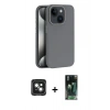 MARSİLYAN™- iPhone 15 Kılıf Zirve Modern Prime - Şeffaf 360 Full Body Arka Koruyucu + PVD Metal Kamera Lens - YL