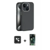 MARSİLYAN™- iPhone 15 Kılıf Zirve Modern Prime - Şeffaf 360 Full Body Arka Koruyucu + PVD Metal Kamera Lens - YL