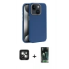 MARSİLYAN™- iPhone 15 Kılıf Zirve Modern Prime - Siyah 360 Mat Full Body Arka Koruyucu + PVD Metal Kamera Lens - YL