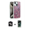 MARSİLYAN™- iPhone 15 Kılıf Zirve Modern Prime - Siyah 360 Mat Full Body Arka Koruyucu + PVD Metal Kamera Lens - TU