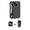 MARSİLYAN™- iPhone 15 Kılıf Zirve Modern Prime - Siyah 360 Mat Full Body Arka Koruyucu + PVD Metal Kamera Lens - TU