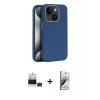 MARSİLYAN™- iPhone 15 Kılıf Zirve Modern Prime - Siyah Bilvis 3D Mat Cam Ekran Koruyucu + Pembe Bilvis Titan Kamera Lens