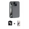 MARSİLYAN™- iPhone 15 Kılıf Zirve Modern Prime - Siyah Bilvis 3D Mat Cam Ekran Koruyucu + PVD Metal Kamera Lens - TU