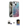 MARSİLYAN™- iPhone 15 Kılıf Zirve Modern Prime - Siyah Buffer Hayalet Cam Ekran Koruyucu + Bilvis Titan Kamera Lens - PE