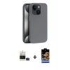MARSİLYAN™- iPhone 15 Kılıf Zirve Modern Prime - Siyah Buffer Hayalet Cam Ekran Koruyucu + Bilvis Titan Kamera Lens - PE
