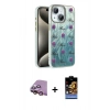 MARSİLYAN™- iPhone 15 Kılıf Zirve Modern Prime - Siyah Buffer Hayalet Cam Ekran Koruyucu + Raze Metal Kamera Lens - PE