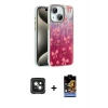 MARSİLYAN™- iPhone 15 Kılıf Zirve Modern Prime - Siyah Buffer Hayalet Cam Ekran Koruyucu + PVD Metal Kamera Lens - YL