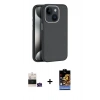 MARSİLYAN™- iPhone 15 Kılıf Zirve Modern Prime - Siyah Buffer Hayalet Cam Ekran Koruyucu + Bilvis Titan Kamera Lens - YL