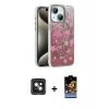 MARSİLYAN™- iPhone 15 Kılıf Zirve Modern Prime - Siyah Buffer Hayalet Cam Ekran Koruyucu + PVD Metal Kamera Lens - YL