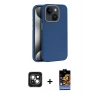 MARSİLYAN™- iPhone 15 Kılıf Zirve Modern Prime - Siyah Buffer Hayalet Cam Ekran Koruyucu + PVD Metal Kamera Lens - YL
