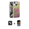MARSİLYAN™- iPhone 15 Kılıf Zirve Modern Prime - Siyah Buffer Hayalet Cam Ekran Koruyucu + PVD Metal Kamera Lens - YL