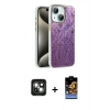 MARSİLYAN™- iPhone 15 Kılıf Zirve Modern Prime - Siyah Buffer Hayalet Cam Ekran Koruyucu + PVD Metal Kamera Lens - YL
