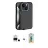 MARSİLYAN™- iPhone 15 Kılıf Zirve Modern Prime - Siyah Polymer Nano Ekran Koruyucu + Bilvis Titan Kamera Lens - SH